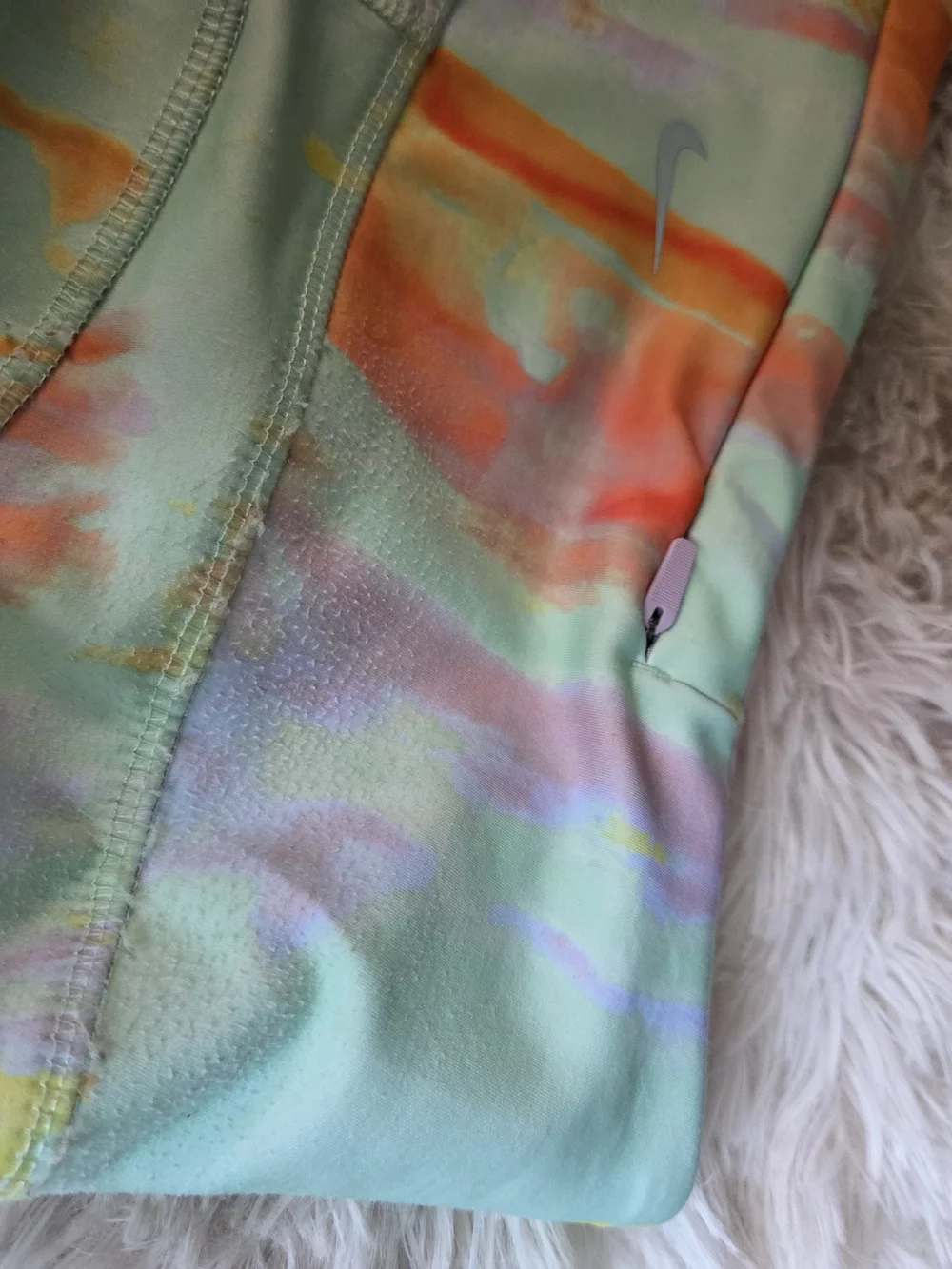 Womens Nike Tie-Dye Leggings - Orange, Mint & Yellow